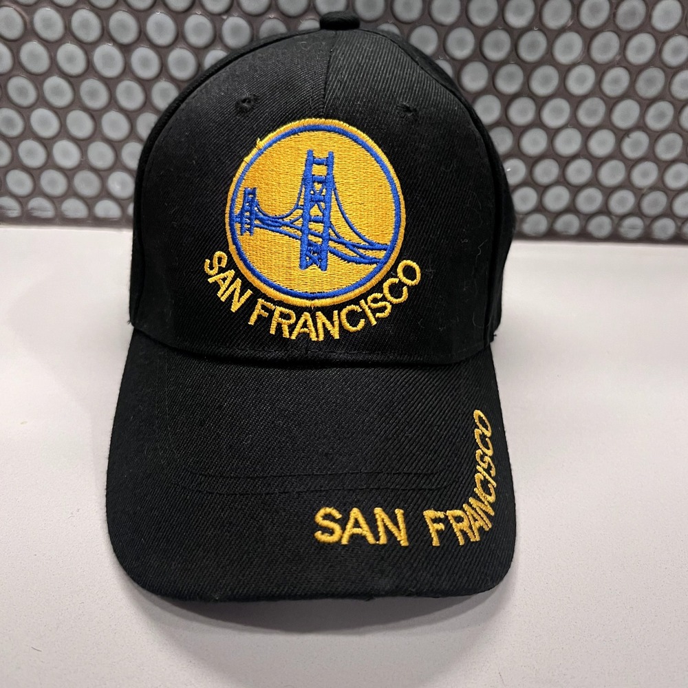 Lanza San Francisco Golden State Bridge Hat‎ / Cap Gold Blue Adjustable Black